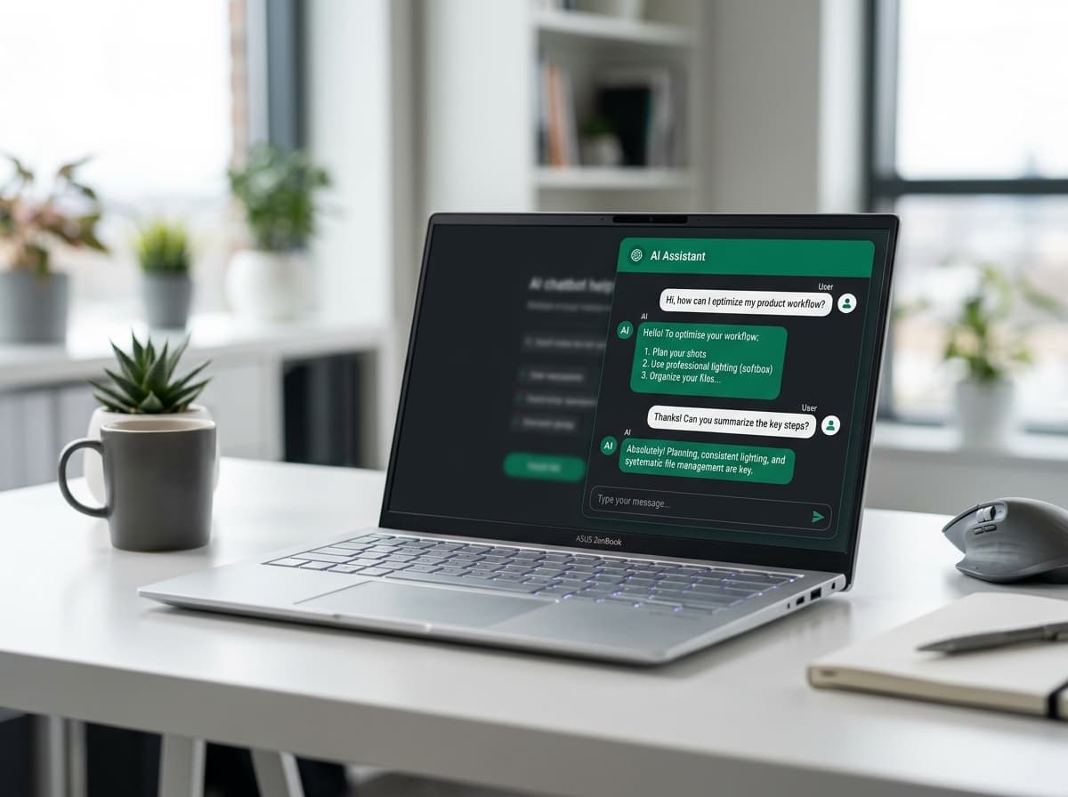 AI chatbot widget on laptop