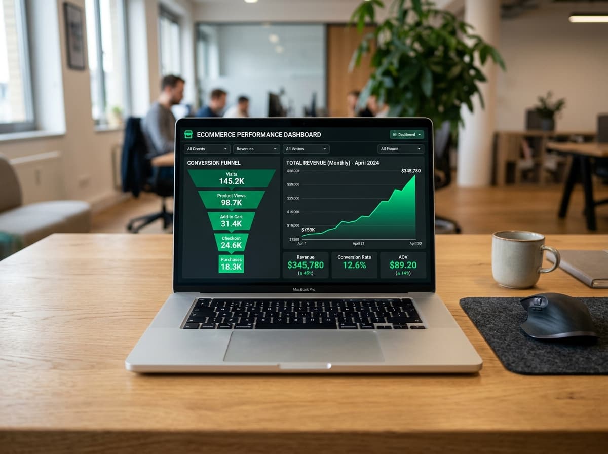 E-commerce analytics dashboard showing revenue growth