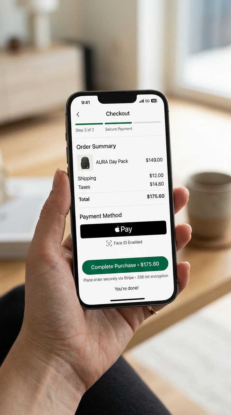 Mobile one-page checkout with Apple Pay