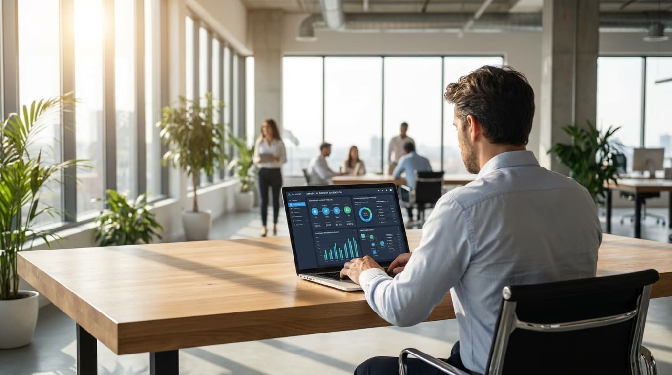 Knowledge worker using AI automation dashboard