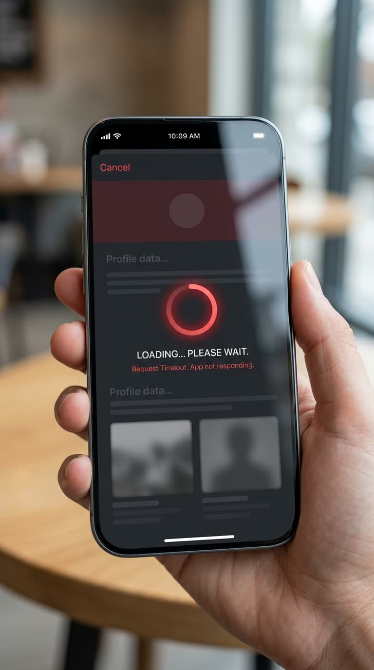 Phone frozen with spinning loading indicator
