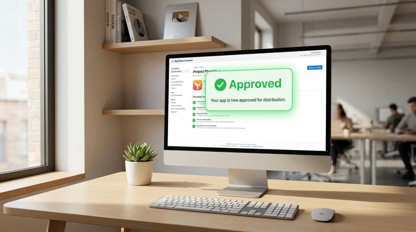 Mac showing App Store Connect approval notification